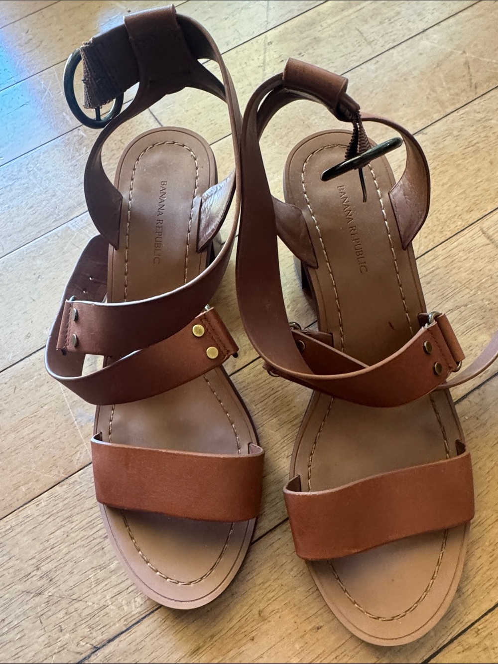 Banana Republic Brown Leather Ankle-Strap Sandals